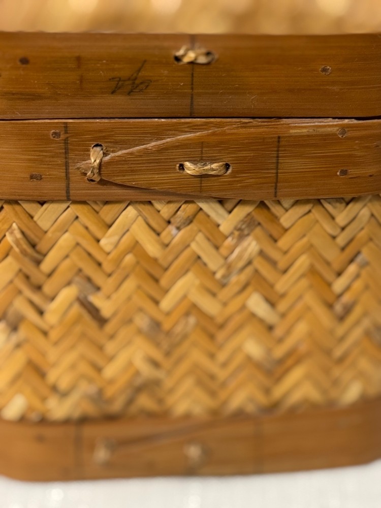 Handwoven Lidded Basket Bamboo Storage Box Boho Decor Rustic Woven
