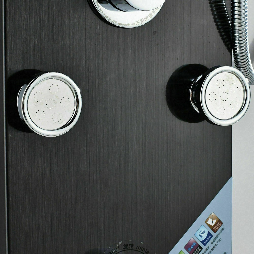 ELLO&ALLO Led Rainfall Waterfall Shower Panel Tower Rain Massage Body System Jet