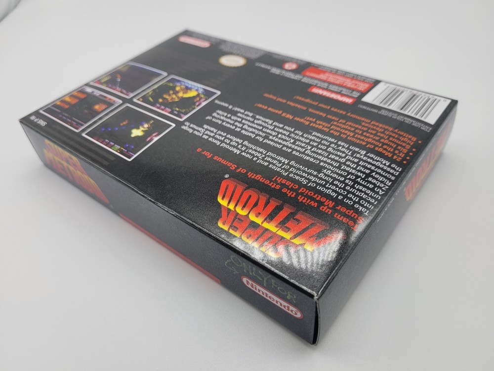 SUPER METROID SUPER SNES BOX ONLY REPLACEMNT BOX INCLUDES INSERTS + CLEAR CASE