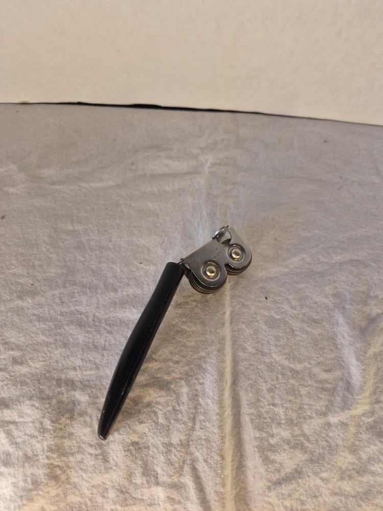 Vintage Ecko Pull Through Chromium Plated Knife Sharpener with Black Handle