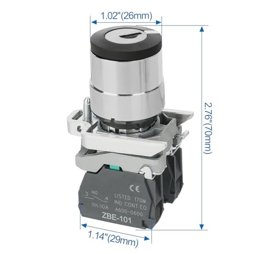 AC 240V 10A ON-Off 2-Position Key Rotary Key Locking Style Push Button Switch