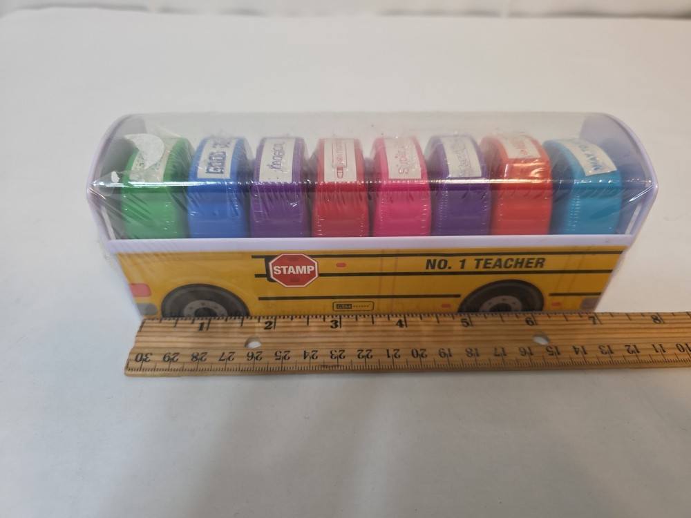 GSM Teacher Stamps Classroom Grading 8 PCS Rectangular Self Inking Awards New