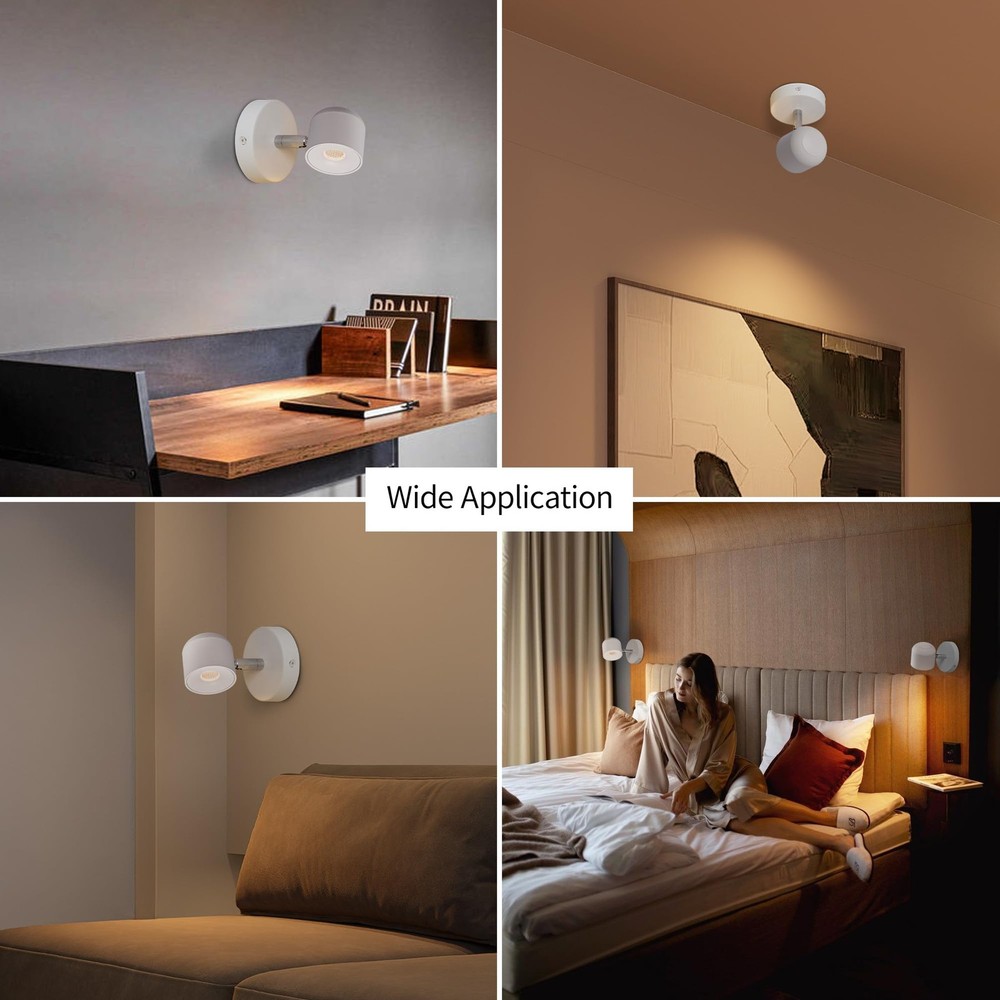 Aisilan 7W Modern Adjustable Wall Sconce Bedside Light 7W-3000K, White