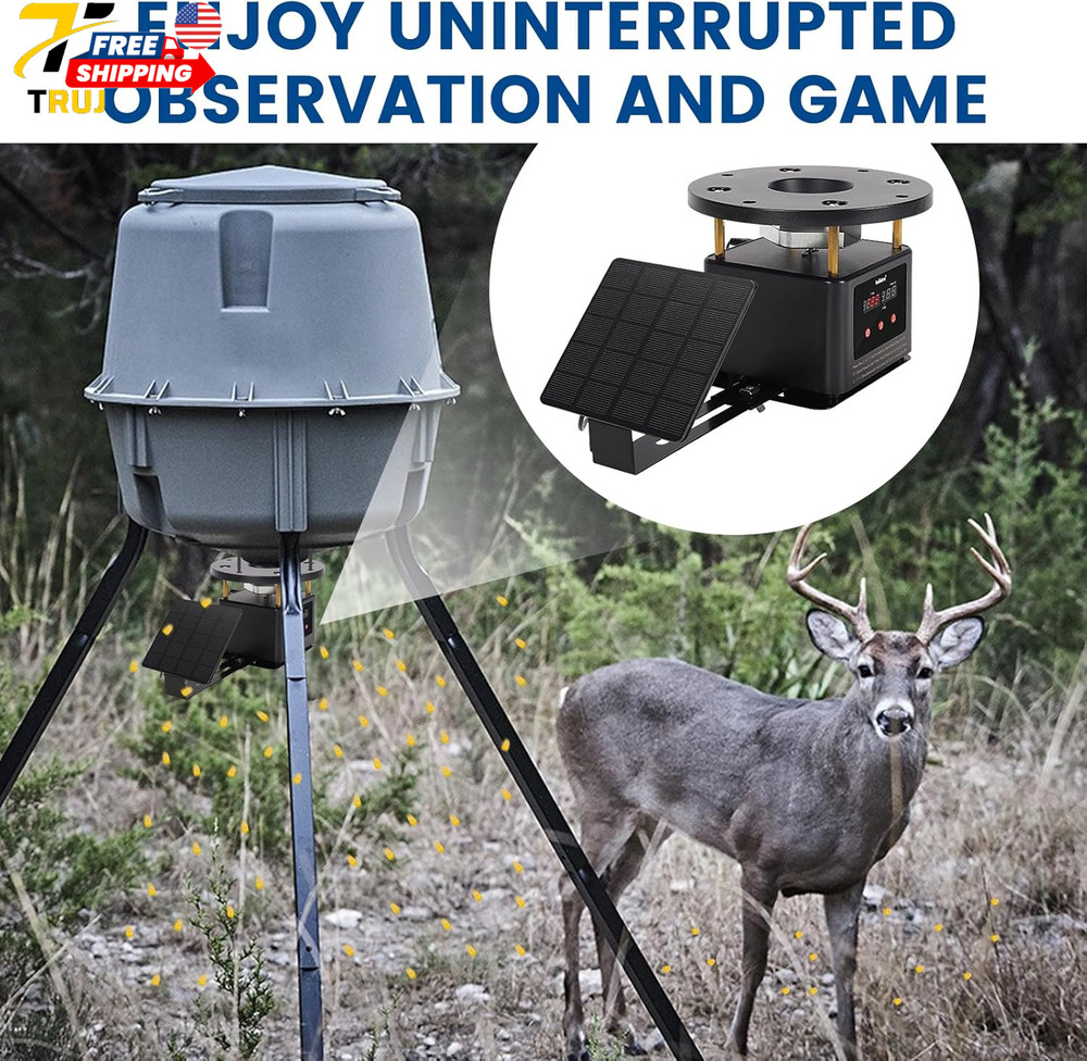 Deer Feeder Timer with Integrated Solar Panel Digital Automatic Metal Spin Plate