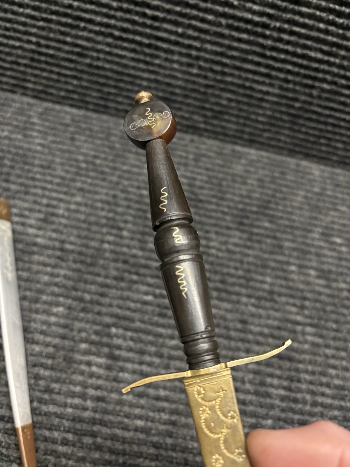 Vintage Luzon Philippine Dagger Engraved Brass Blade Scabbard Tourist Souvenir