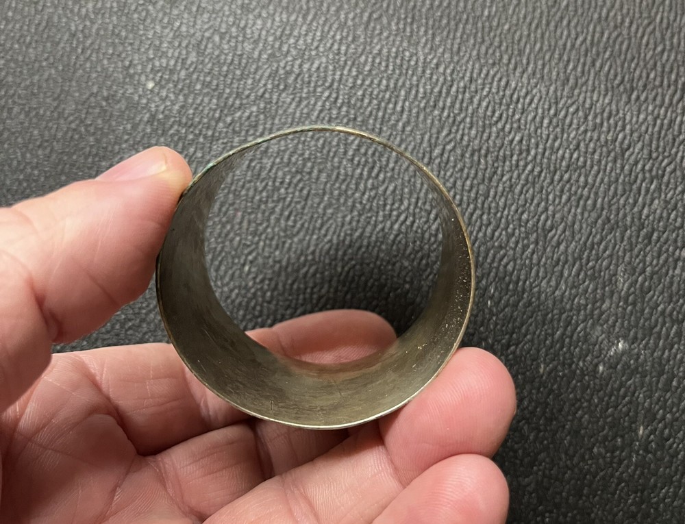 ANTIQUE 800 SILVER NAPKIN RING ENAMELED