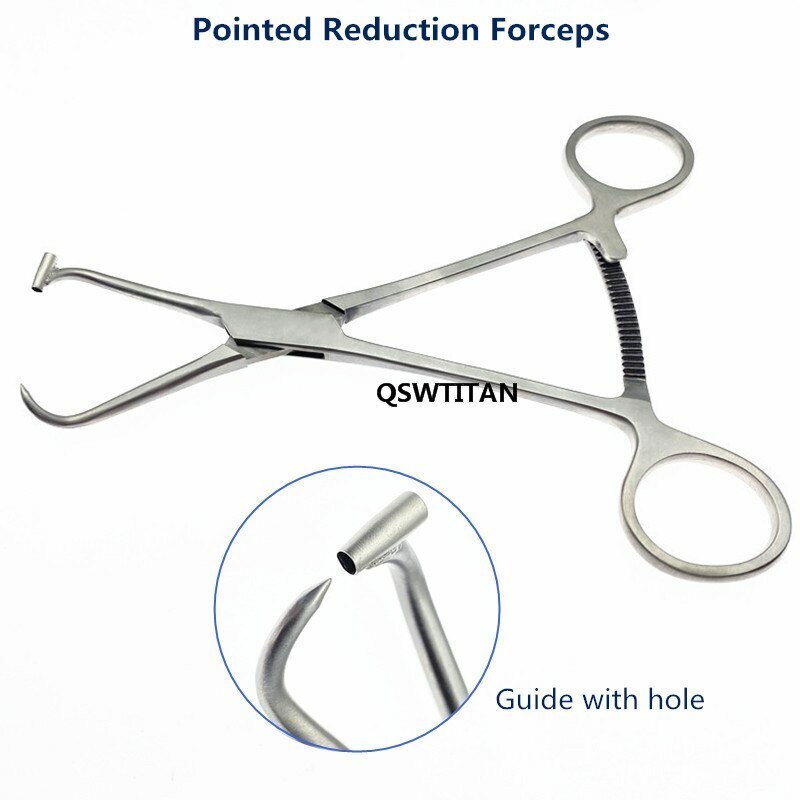 Orthopedic Pointed reduction forceps with guide hole bone reduction forceps