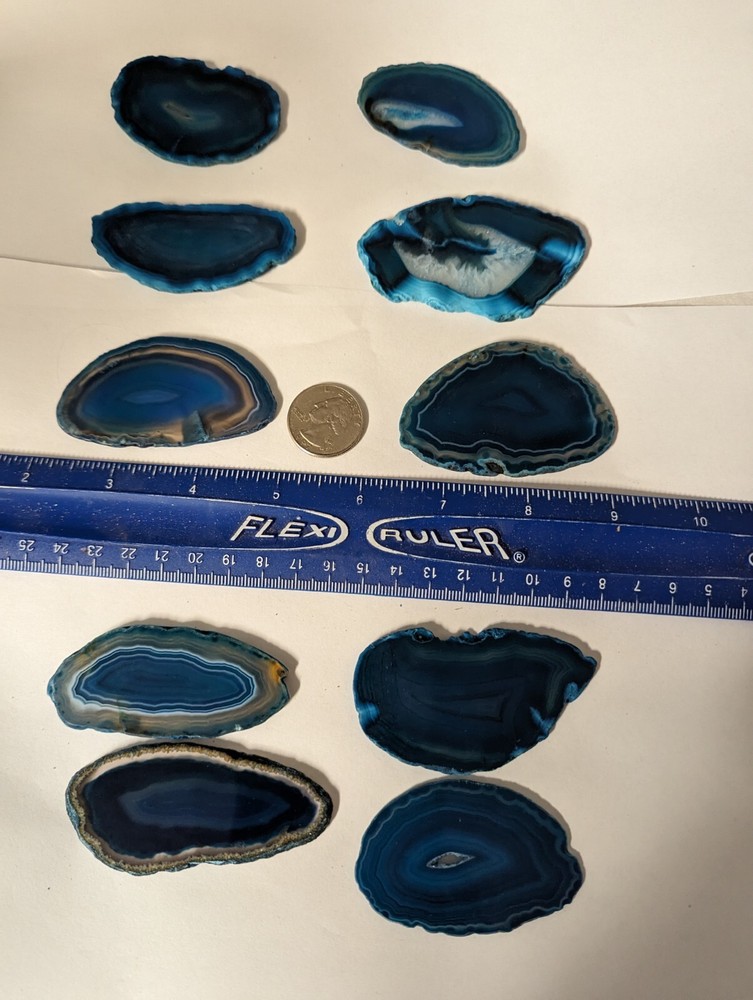 1 large thin agate slice per lot green / blue