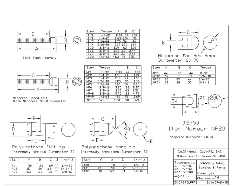 25 pcs Polyurethane Cone Tips ID threaded 5/16-18