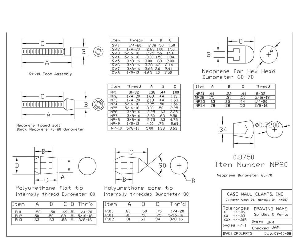 25 pcs Polyurethane Flat Tips ID threaded 5/16-18