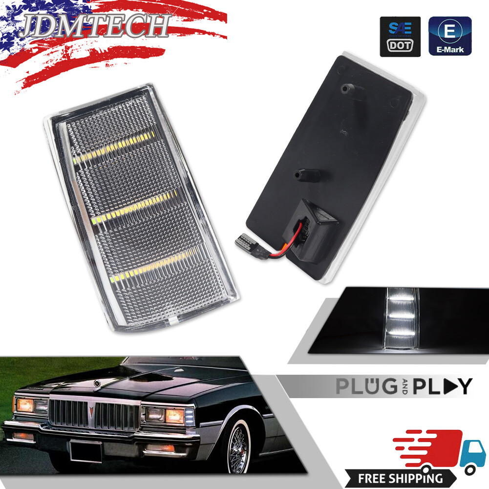 Clear Lens White LED Side Marker Corner Light For 1981-1985 Chevy Impala Caprice