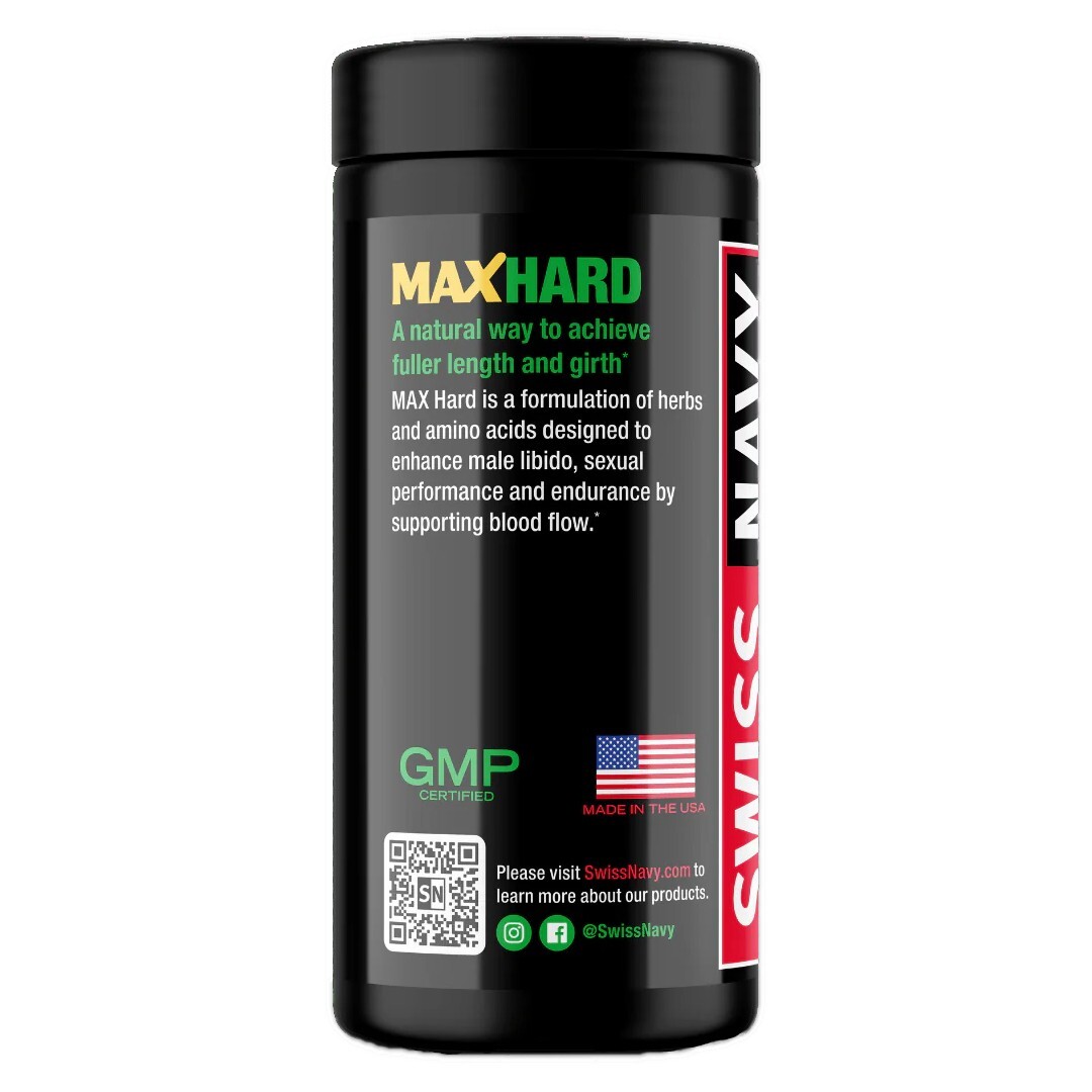 Swiss Navy Max Hard 30 Caps Male Performance Supplement for Stamina + Blood Flow