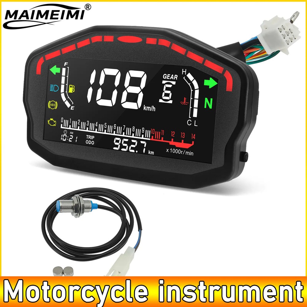 Motorcycle Modified Instrument + Speed Sensor LCD Meter Speed Odometer Meter