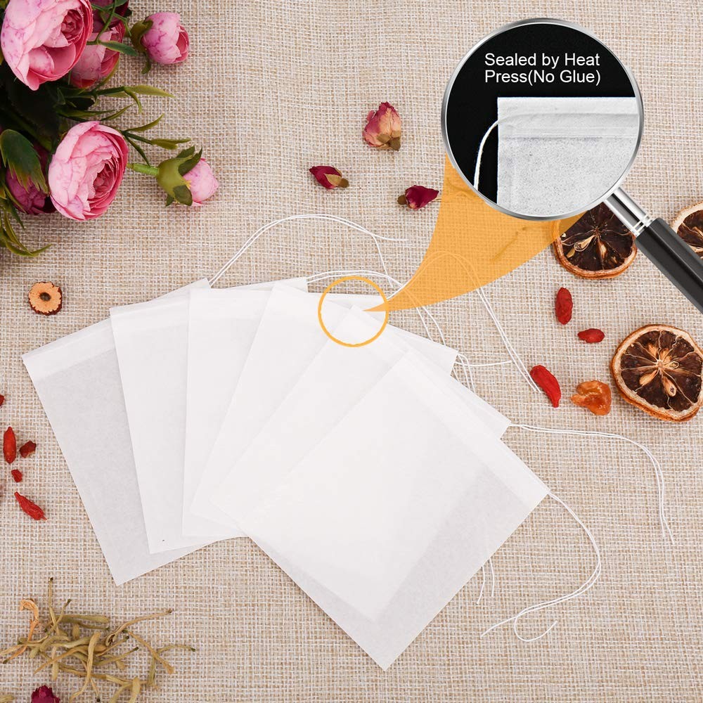 Tea Filter Bags, Disposable Drawstring Empty Tea Infuser 3.15 x 3.94 inch