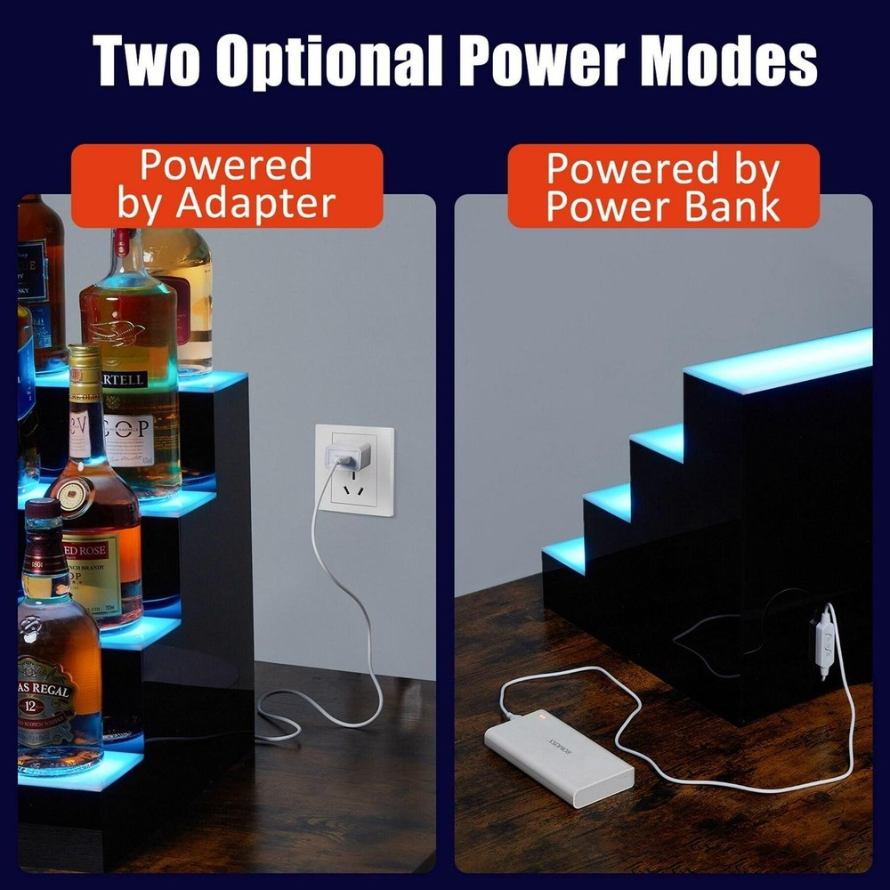 4-Step 16 Lighted Liquor Bottle Display Shelf With Remote APP Control