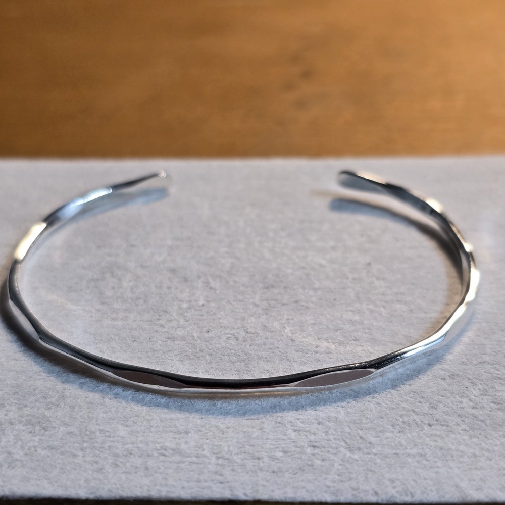 Sterling Silver 925 Cuff Bracelet Minimalist Bubble Wave Design