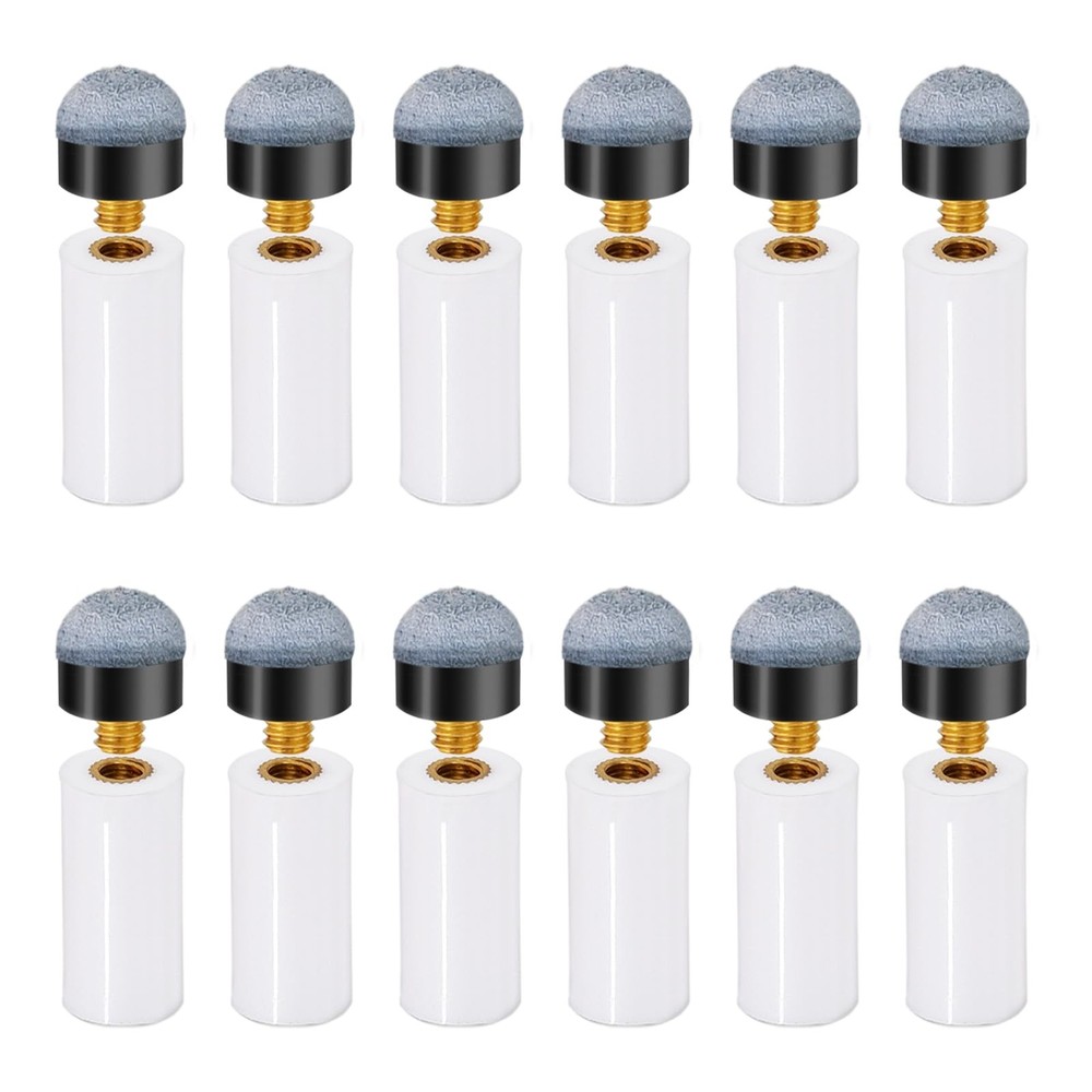 12 Sets 12mm Pool Cue Tips Replacement Kit,Includes Blue Screw On Pool Cue Stick