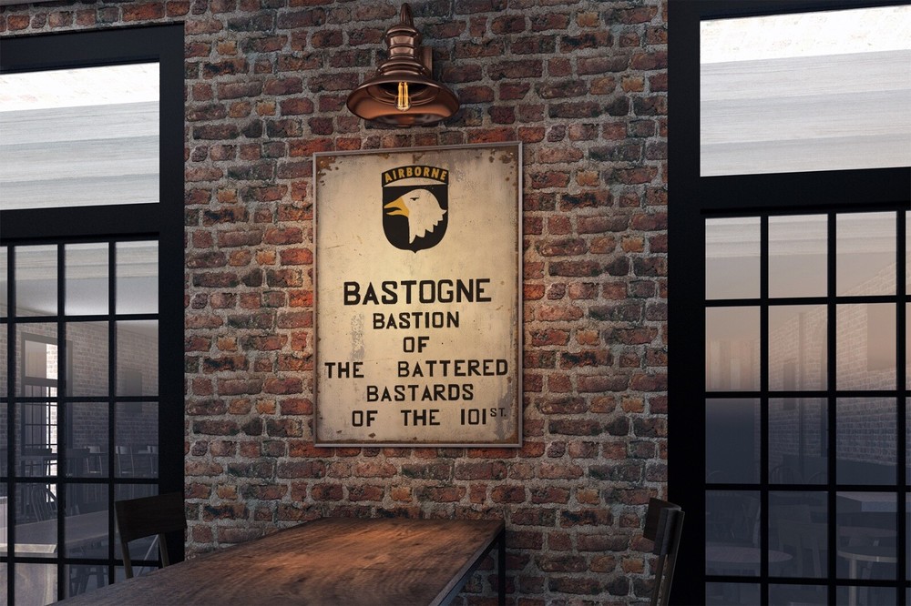 Vintage Style WW2 Bastogne 101st Airborne Band Of Brothers War Sign