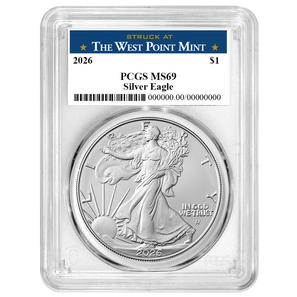 2026 $1 American Silver Eagle PCGS MS69 West Point Label