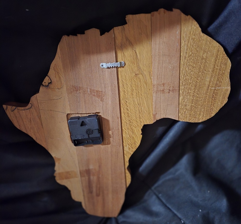 AFRICA CONTINENT SHAPE WOOD CLOCK