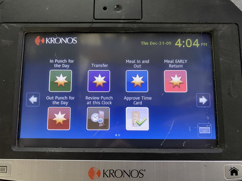 Kronos InTouch 9000 8609000-028 Bar Code Badge Reader Biometric Time Clock