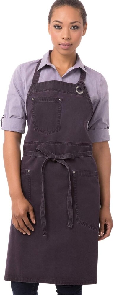 Versatile Eggplant Dorset Bib Apron - Spacious Design for Culinary Arts