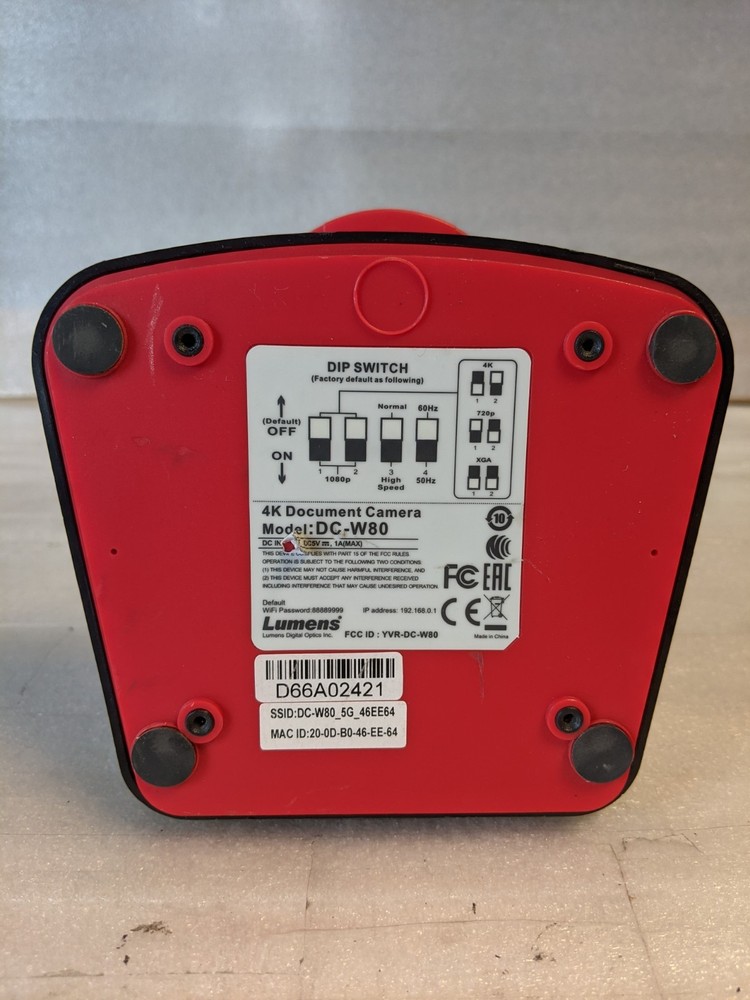 Lumens DC-W80 Documents Camera with Power Cord