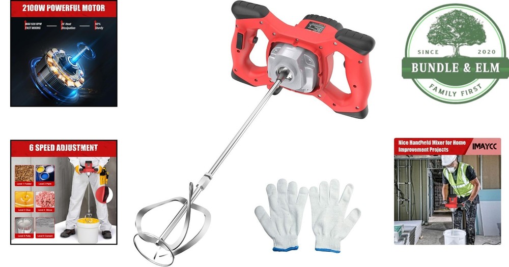 Multi-Functional Cement Mixer Kit with Spare Brushes and Installation Tools