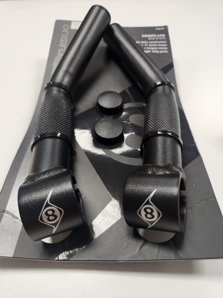 Origin 8 Compe-Lite Bar Ends, Black, Long L Bend Shape