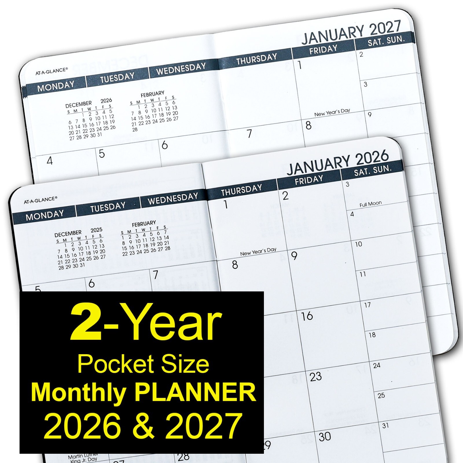 2026 & 2027 At-A-Glance 70-024-05 Two Year Monthly Planner, 3-1/2 x 6"