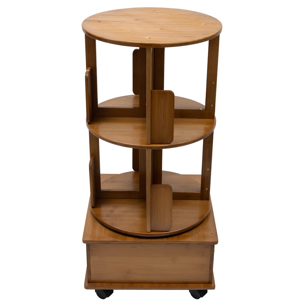 Multi Storage Table Side Table with Rolling Wheels Removable Swivel Bookcase