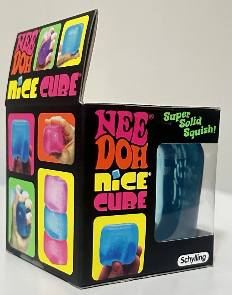 Viral NeeDoh Nice Cube Blue Super Solid Squish Stress Toy NEW