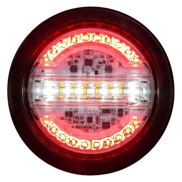 4" Round Grommet Mount LED Combination Tail Light w Backup & Strobe Light