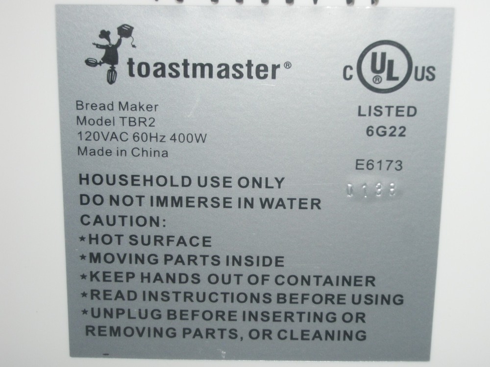 Choose Part for Toastmaster Bread Box Maker Machine Model TBR2
