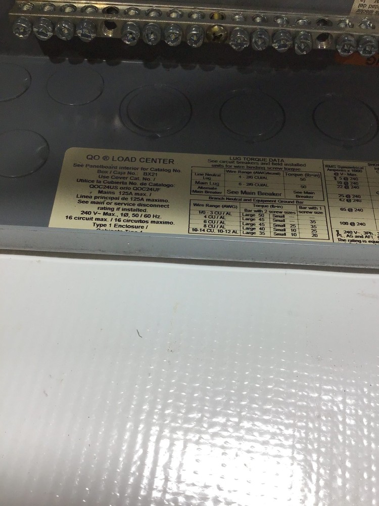 Square D QOC24US Load Center Enclosure V 2813