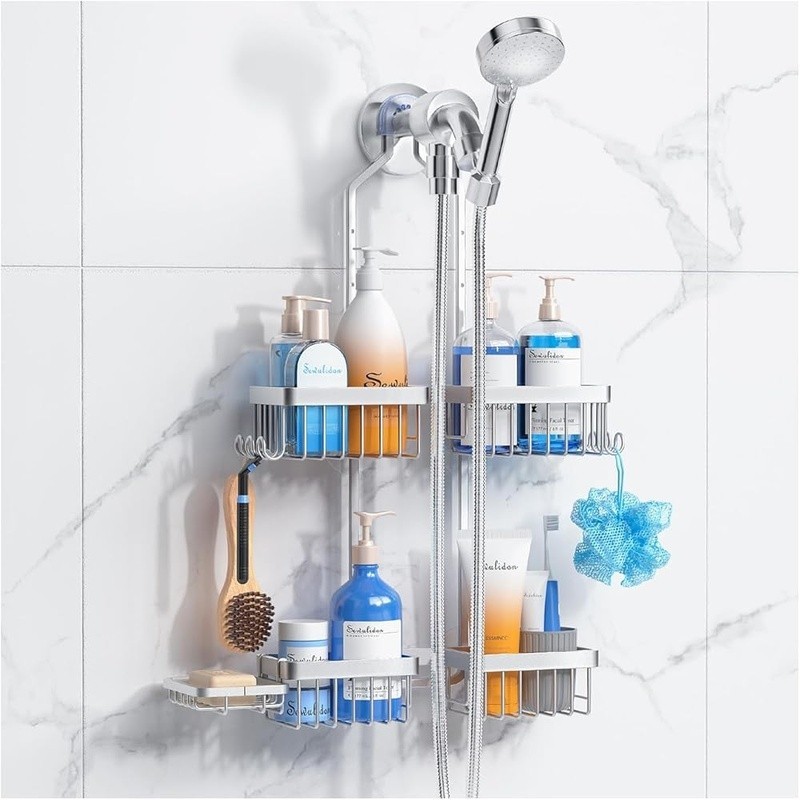 Adjustable Shower Caddy Handheld Shower Rustproof Aluminum Storage Organizer New