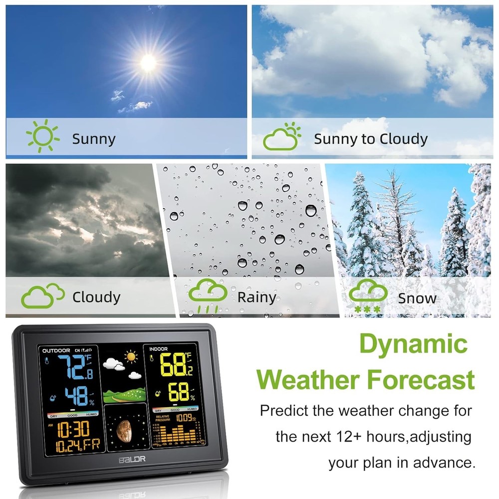 Comprehensive Weather Station with Large LCD & Dynamic Barometric Pressure Graph