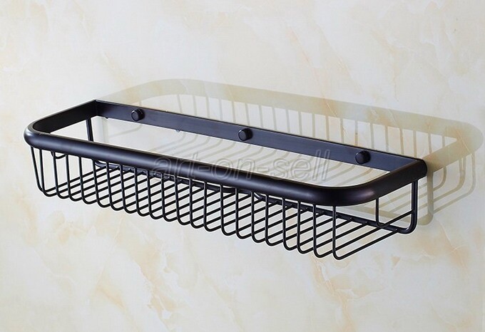 45cm Oil Rubbed Bronze Bathroom Shower Caddy Basket Wall Mounted Storage Basket