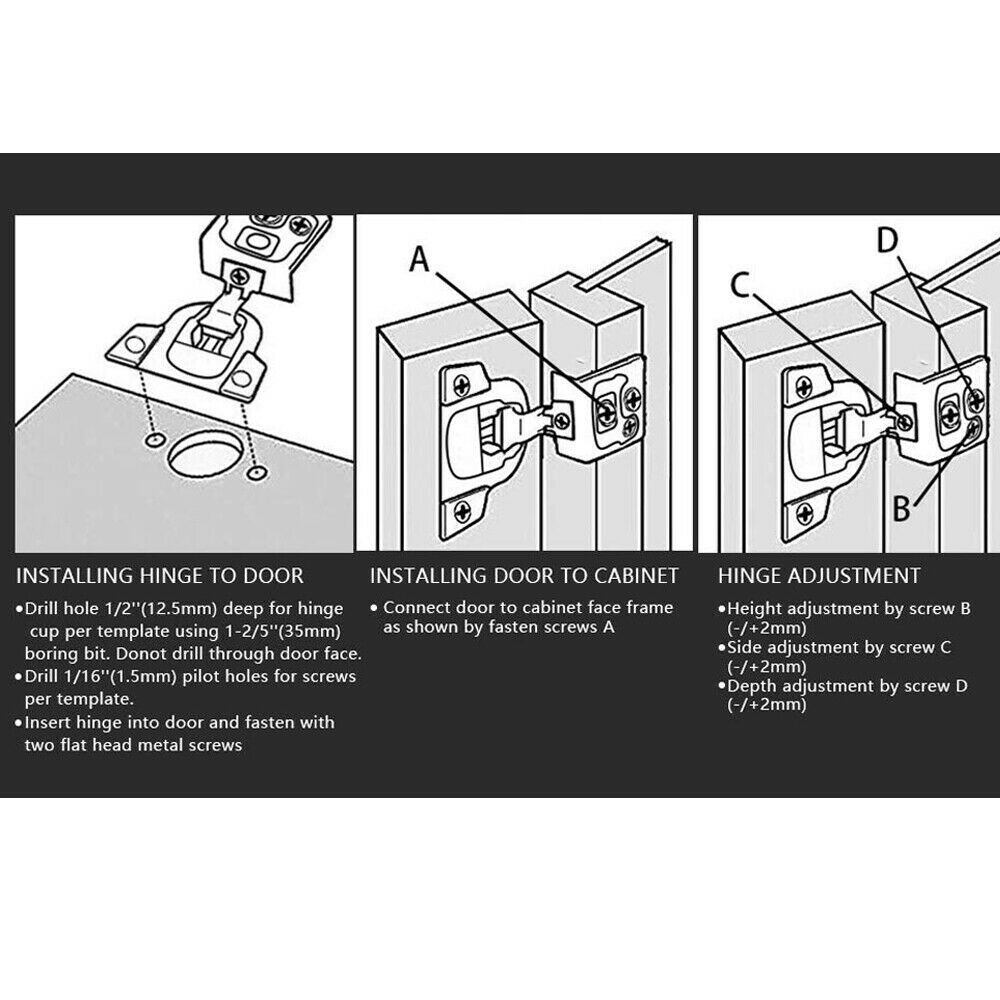 5 Pack 1/2" Overlay Soft Close Face Frame 105° Compact Cabinet Hinge Handware US