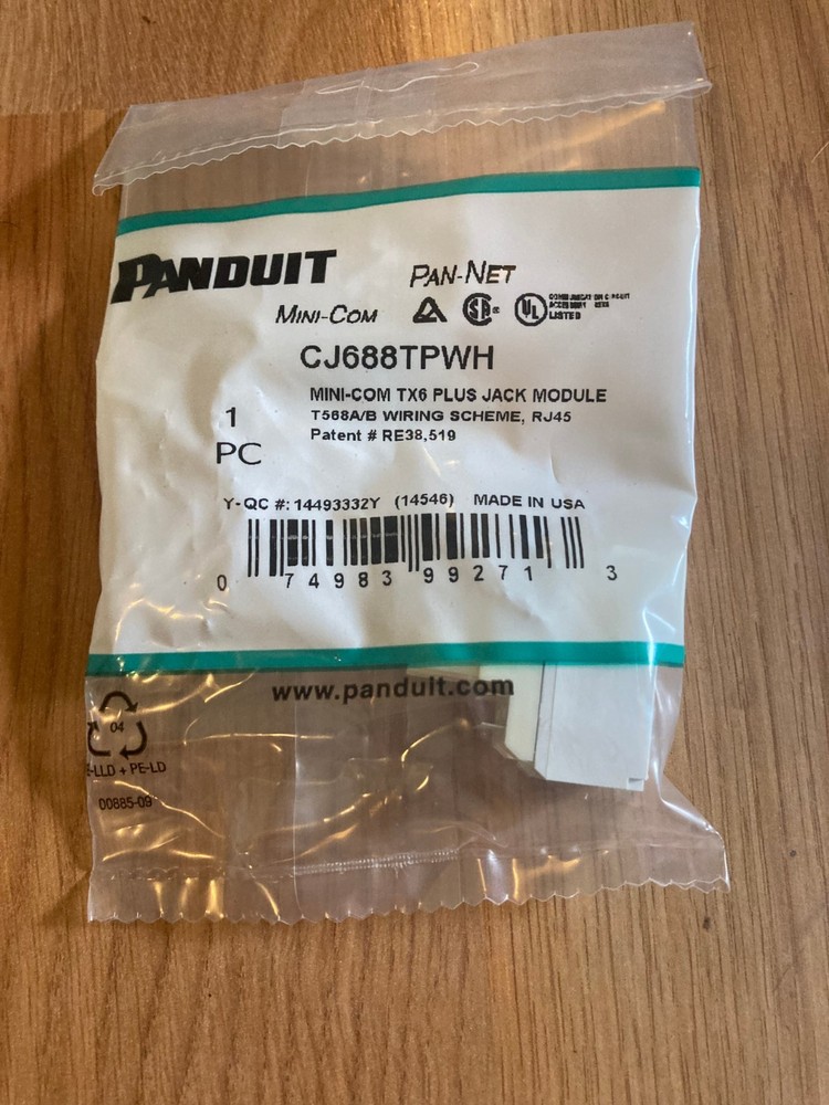 Panduit CJ688TPWH White Mini-Com TX6 Plus Jack Module Category 6