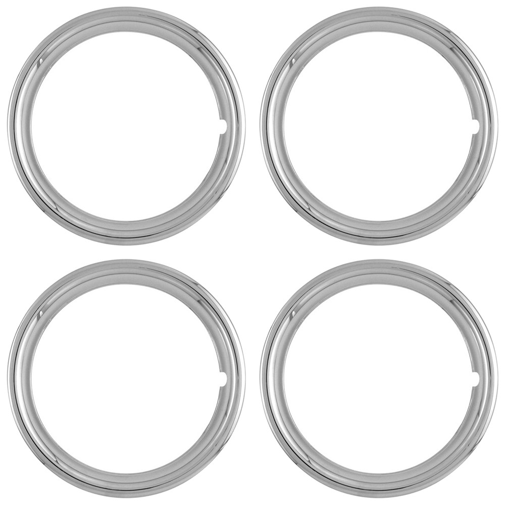 4 NEW 15' CHROME Steel Wheel Trim Rings Beauty Rims Glamour Ring Rim Edge Bands