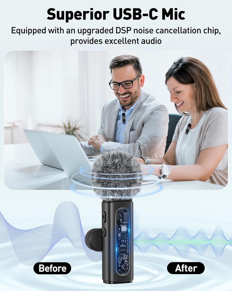 USB Lavalier Microphone Wireless Mini Mic for -Android //PC Video Recording C...