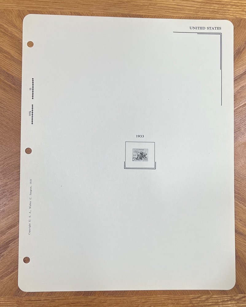 VINTAGE SARGENT LOOSE LEAF STAMP ALBUM PAGES #102 US COMMEMORATIVES, 1928-34