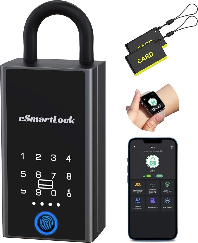Anweller Lock Box for Keys with Code, Fingerprint RFID Smart Bluetooth Key Hider