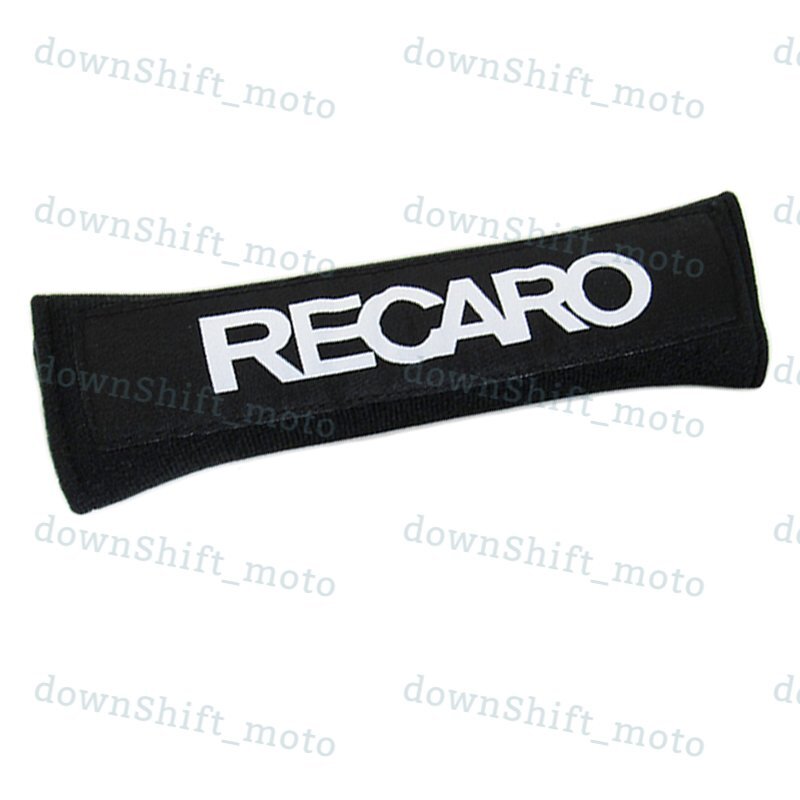 X2 Black RECARO Logo Racing Embroidery Soft Cotton Seat Belt Cover Shoulder Pads