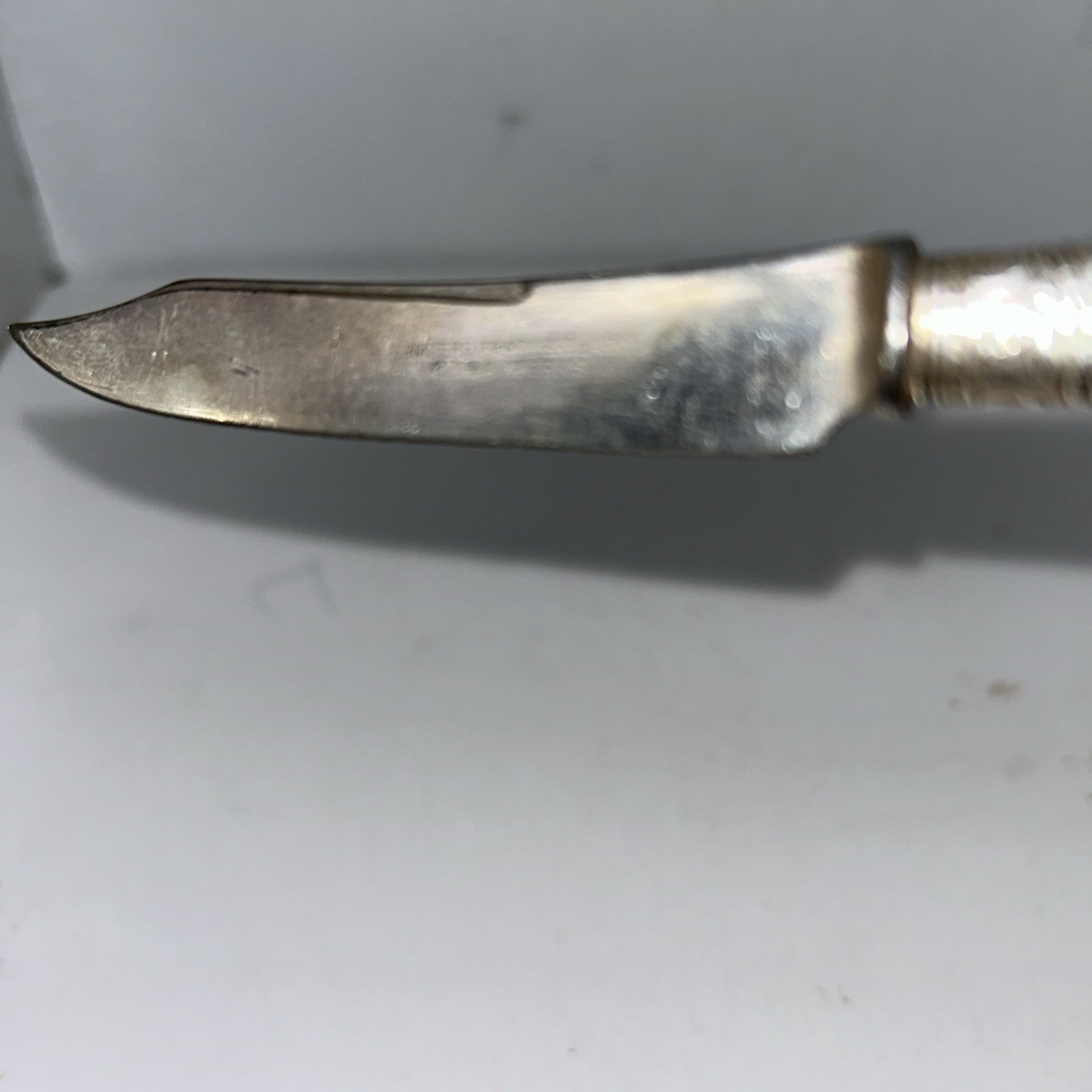 Landers Frary Clark Mother of Pearl Handle 6" Fruit Knife Sterling Band