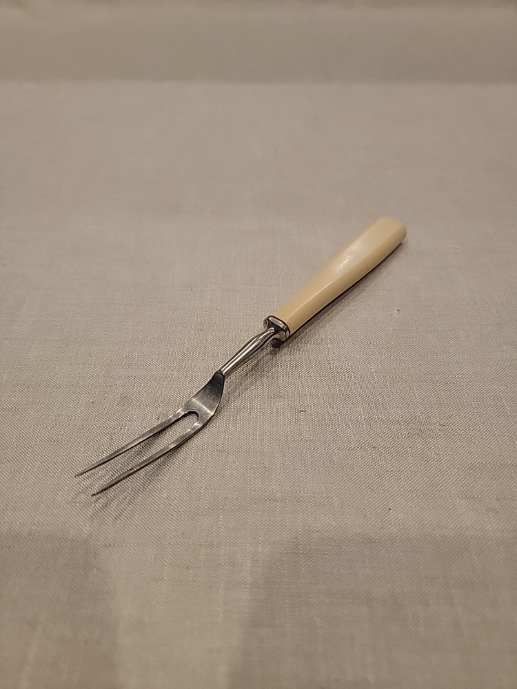 Vintage 8” Bakelite Meat Fork Butterscotch Handle