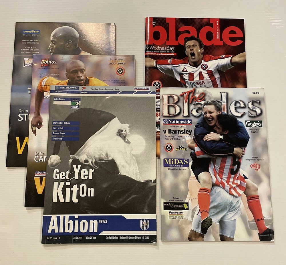 Sheffield United Wednesday Wolverhampton Bromwich 2001-03 Programmes Bundle