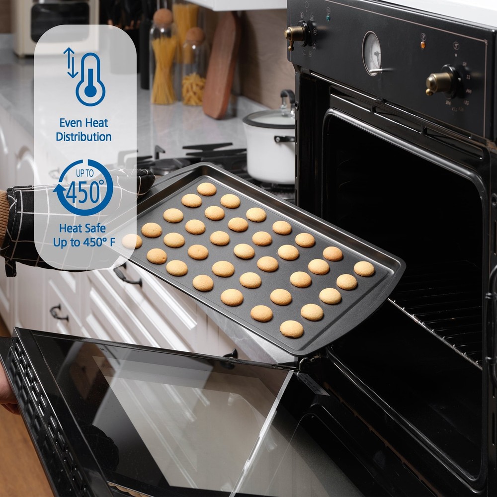 3pc Carbon Steel Nonstick Cookie Sheet Bakeware Set