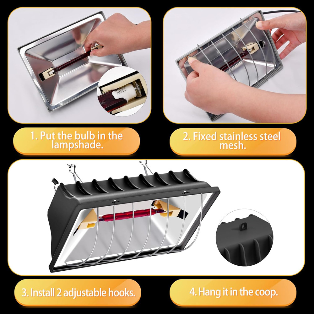 Chicken Brooder Heater Lamp 250W Brooder Heating Plate for Chicks Hanging Light